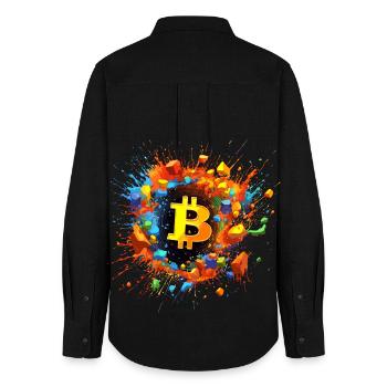 Bitcoin color Splash - Frauen Oxford Hemd - Schwarz - Hinten - AI Model Female 172 light (172cm)