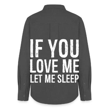 If you love me let me sleep funny shirt - Chemise Oxford Femme - charbon - Dos - AI Model Female 172 light (172cm)