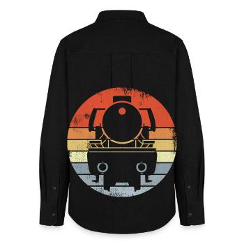 Vintage Locomotive - Women's Oxford Shirt - black - Back - AI Model Female 172 light (172cm)