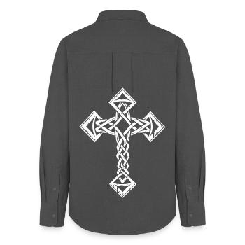 Celtic Cross - Women's Oxford Shirt - anthracite - Back - AI Model Female 172 light (172cm)