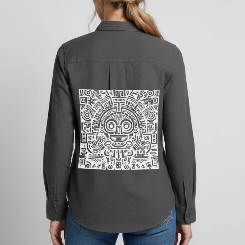 Inca, Aztec, Mayan Pattern, Artwork Women's Oxford Shirt