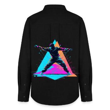 Breakdance Couleurs Rétro - Chemise Oxford Femme - noir - Dos - AI Model Female 172 light (172cm)