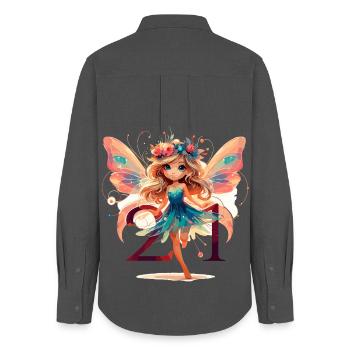 21 Years Fairy Elf Design - Women's Oxford Shirt - anthracite - Back - AI Model Female 172 light (172cm)