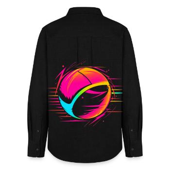 Ballon de volley-ball Retrowave Look - Chemise Oxford Femme - noir - Dos - AI Model Female 172 light (172cm)