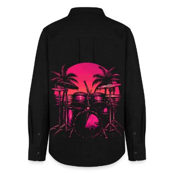 Trapset Retro Style - Women's Oxford Shirt - black - Back - AI Model Female 172 light (172cm)