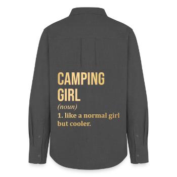 Camping - Chemise Oxford Femme - charbon - Dos - AI Model Female 172 light (172cm)