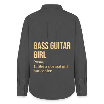 guitare basse - Chemise Oxford Femme - charbon - Dos - AI Model Female 172 light (172cm)