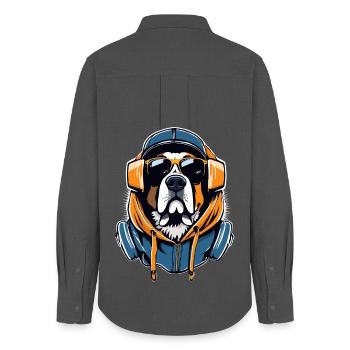 Saint Bernard Gangsta Gangster Dog Gift - Women's Oxford Shirt - anthracite - Back - AI Model Female 172 light (172cm)
