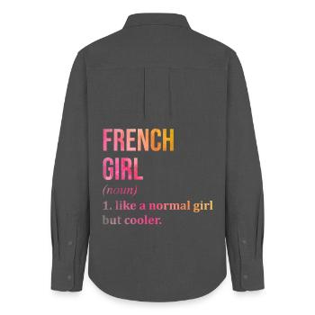 France - Chemise Oxford Femme - charbon - Dos - AI Model Female 172 light (172cm)