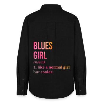Blues Blues Blues - Frauen Oxford Hemd - Schwarz - Hinten - AI Model Female 172 light (172cm)