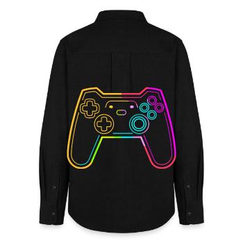 Croquis de jeux vidéo - Chemise Oxford Femme - noir - Dos - AI Model Female 172 light (172cm)