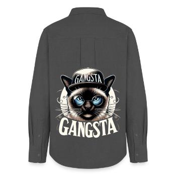 Siam Katze Siamkatze Gangsta Sonnenbrille Geschenk - Frauen Oxford Hemd - Anthrazit - Hinten - AI Model Female 172 light (172cm)