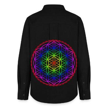 Flower of Life Rainbow - Women's Oxford Shirt - black - Back - AI Model Female 172 light (172cm)