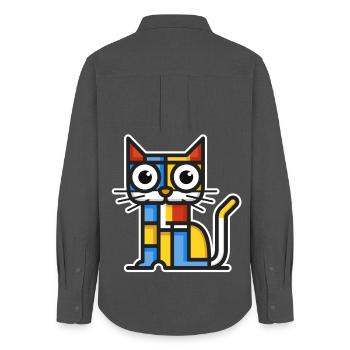 Illustration colorée d’un chat cubiste. - Chemise Oxford Femme - charbon - Dos - AI Model Female 172 light (172cm)