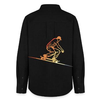Skateboard Style rétro - Chemise Oxford Femme - noir - Dos - AI Model Female 172 light (172cm)