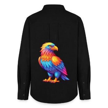 aigle coloré kawaii dessin animé personnage clipart - Chemise Oxford Femme - noir - Dos - AI Model Female 172 light (172cm)