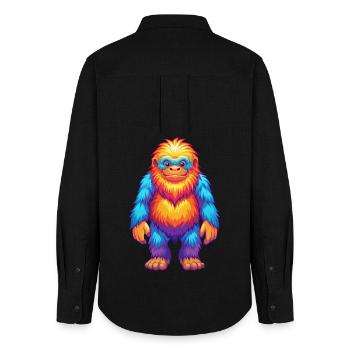 Yeti coloré Kawaii Dessin animé Personnage Clipart - Chemise Oxford Femme - noir - Dos - AI Model Female 172 light (172cm)
