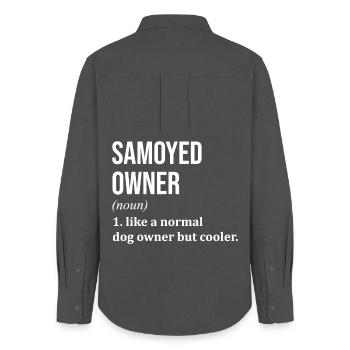 Samoyed - Women's Oxford Shirt - anthracite - Back - AI Model Female 172 light (172cm)