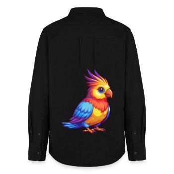 calopsitte coloré Kawaii personnage de dessin animé oiseau - Chemise Oxford Femme - noir - Dos - AI Model Female 172 light (172cm)