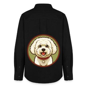Bichon frisé chien coloré Kawaii dessin animé Clipart - Chemise Oxford Femme - noir - Dos - AI Model Female 172 light (172cm)