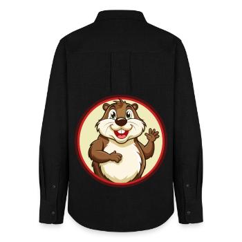 Gopher Bunte Kawaii Cartoon Figur Clipart - Frauen Oxford Hemd - Schwarz - Hinten - AI Model Female 172 light (172cm)