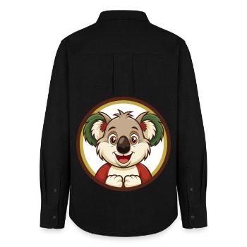 Koala Bunte Kawaii Cartoon Figur Clipart - Frauen Oxford Hemd - Schwarz - Hinten - AI Model Female 172 light (172cm)