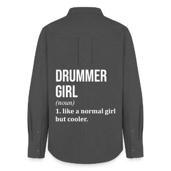 batteur - Chemise Oxford Femme - charbon - Dos - AI Model Female 172 light (172cm)