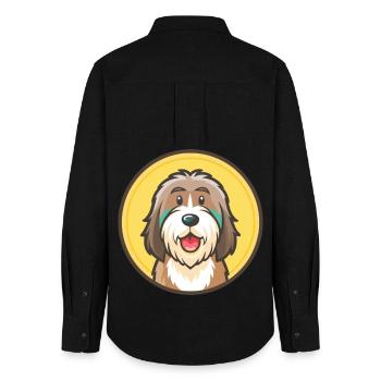 Bearded Collie Chien Race Dessin animé Kawaii Clipart - Chemise Oxford Femme - noir - Dos - AI Model Female 172 light (172cm)