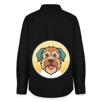 Brikett Griffon Vendeen Hunderasse Karikatur Kawaii - Frauen Oxford Hemd - Schwarz - Hinten - AI Model Female 172 light (172cm)