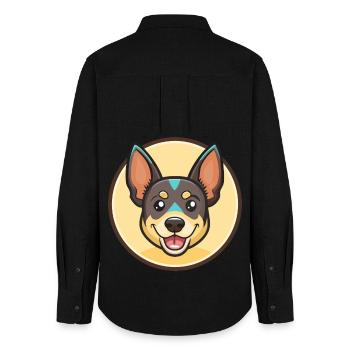 Lancashire Heeler Dog Breed Cartoon Kawaii Clipart - Women's Oxford Shirt - black - Back - AI Model Female 172 light (172cm)