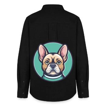 Braque Dupuy Dog Breed Cartoon Kawaii Clipart Pet - Women's Oxford Shirt - black - Back - AI Model Female 172 light (172cm)