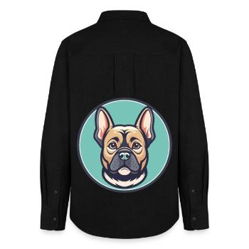Braque Dauvergne Dog Breed Cartoon Kawaii Clipart - Women's Oxford Shirt - black - Back - AI Model Female 172 light (172cm)