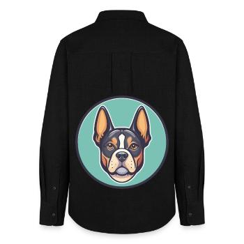 Braque Saint Germain Dog Breed Cartoon Kawaii Pet - Women's Oxford Shirt - black - Back - AI Model Female 172 light (172cm)
