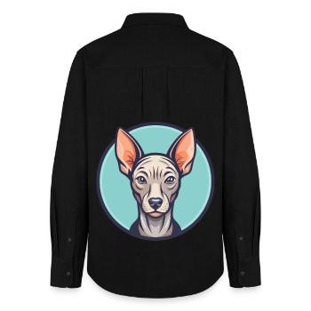 Inca sans poils chien race dessin animé Kawaii Clipart animal de compagnie - Chemise Oxford Femme - noir - Dos - AI Model Female 172 light (172cm)