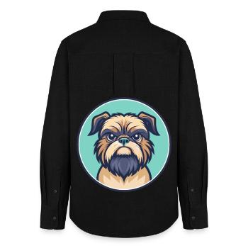 Griffon Bruxellois Hunderasse Karikatur Kawaii - Frauen Oxford Hemd - Schwarz - Hinten - AI Model Female 172 light (172cm)