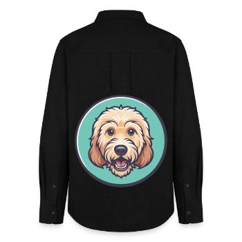 Labradoodle Hund Rasse Lustige Karikatur Kawaii Clipart - Frauen Oxford Hemd - Schwarz - Hinten - AI Model Female 172 light (172cm)