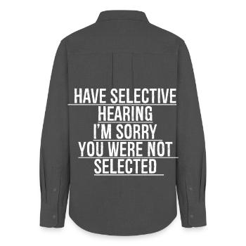 have selective hearing I'm sorry - Women's Oxford Shirt - anthracite - Back - AI Model Female 172 light (172cm)