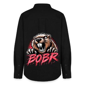 Bobr Beaver Pologne Cadeau - Chemise Oxford Femme - noir - Dos - AI Model Female 172 light (172cm)