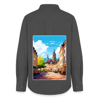 Heidelberg Deutschland Reiseposter Souvenir Farbe WP - Frauen Oxford Hemd - Anthrazit - Hinten - AI Model Female 172 light (172cm)