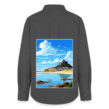 Marazion Cornwall England Reiseposter Souvenir - Frauen Oxford Hemd - Anthrazit - Hinten - AI Model Female 172 light (172cm)