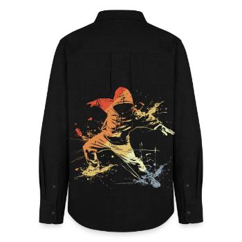Breakdancer Vintage Look - Chemise Oxford Femme - noir - Dos - AI Model Female 172 light (172cm)