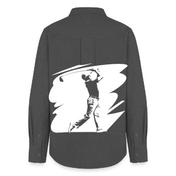 Golfer Sketch - Women's Oxford Shirt - anthracite - Back - AI Model Female 172 light (172cm)