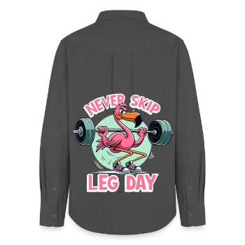 Leg Day Flamingo Leg Workout Funny Gym Gift - Women's Oxford Shirt - anthracite - Back - AI Model Female 172 light (172cm)