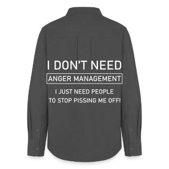 I don't need anger management - Frauen Oxford Hemd - Anthrazit - Hinten - AI Model Female 172 light (172cm)
