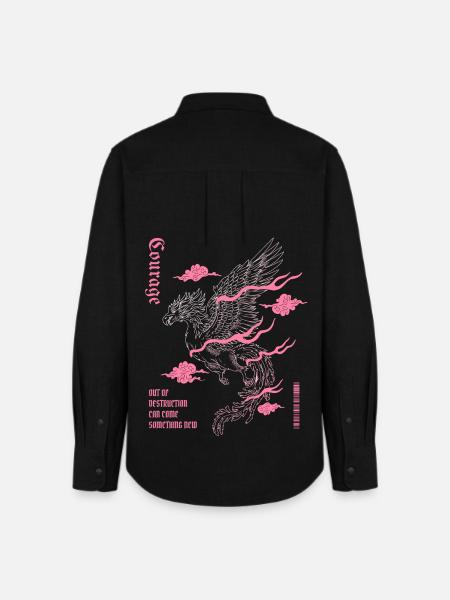 Courage – Phoenix Wiedergeburt Design - Frauen Oxford Hemd - Schwarz