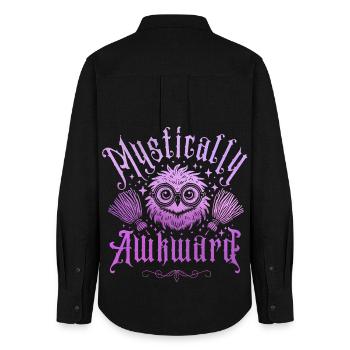 Magiquement maladroit – Owl Magic - Chemise Oxford Femme - noir - Dos - AI Model Female 172 light (172cm)