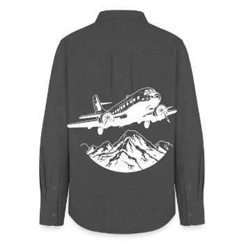 Airplane Drawing - Women's Oxford Shirt - anthracite - Back - AI Model Female 172 light (172cm)