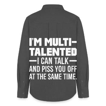 I'm multi talented I can talk and piss you off - Frauen Oxford Hemd - Anthrazit - Hinten - AI Model Female 172 light (172cm)