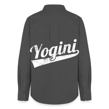 Yogini rétro - Chemise Oxford Femme - charbon - Dos - AI Model Female 172 light (172cm)