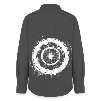 Dartscheibe Streetart - Frauen Oxford Hemd - Anthrazit - Hinten - AI Model Female 172 light (172cm)